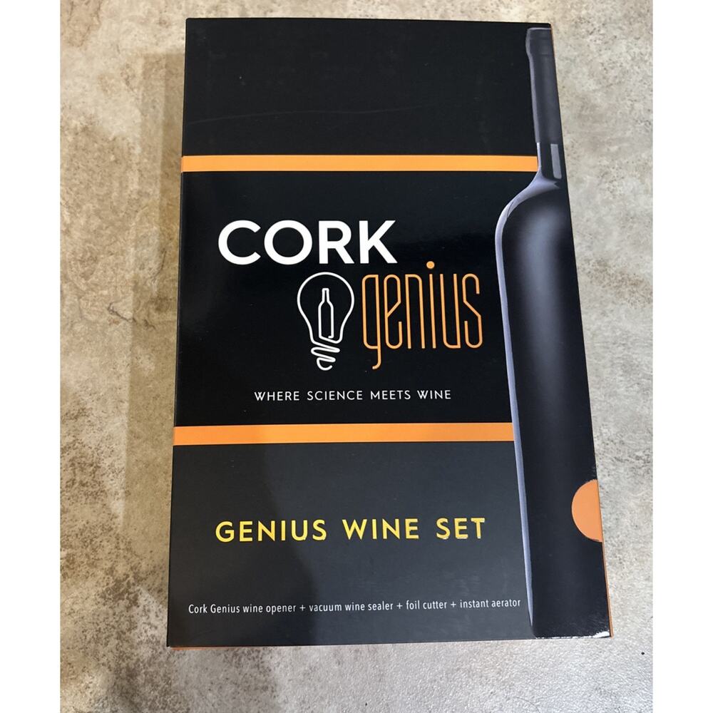 CORK GENIUS WINE SET 4PC Wine Opener, Vacuum Sealer,Foil Cutter, Instant Aerator